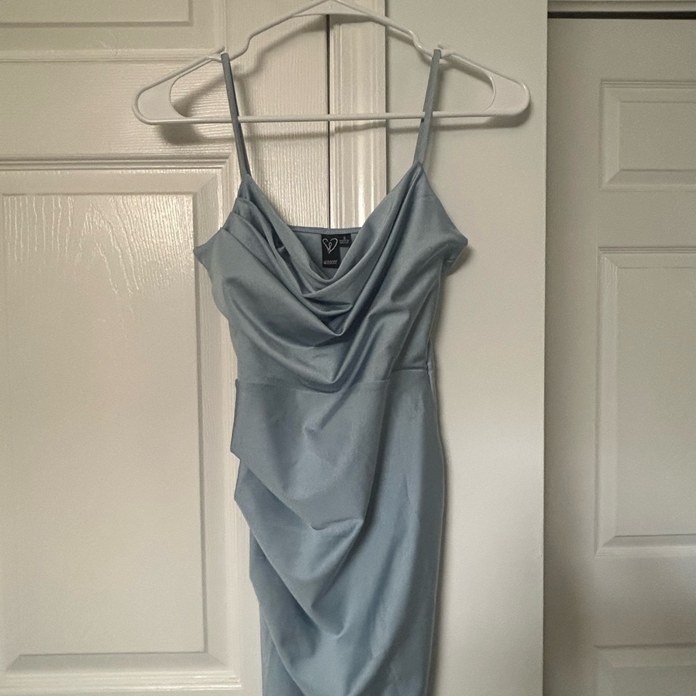 Windsor Light Blue Draped Mini Dress
